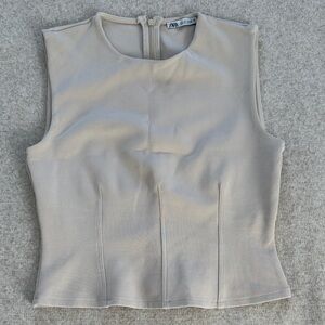 Zara Women's Beige Sleeveless Corset top